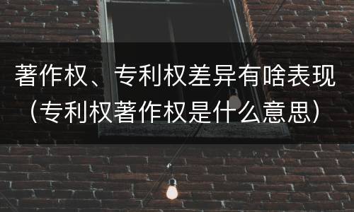 著作权、专利权差异有啥表现（专利权著作权是什么意思）