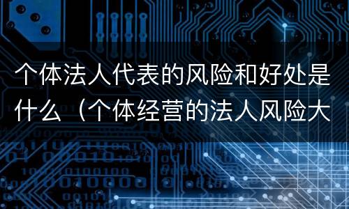 个体法人代表的风险和好处是什么（个体经营的法人风险大吗）