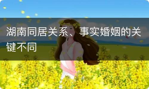 湖南同居关系、事实婚姻的关键不同