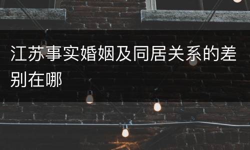 江苏事实婚姻及同居关系的差别在哪