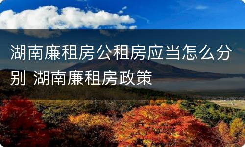 湖南廉租房公租房应当怎么分别 湖南廉租房政策