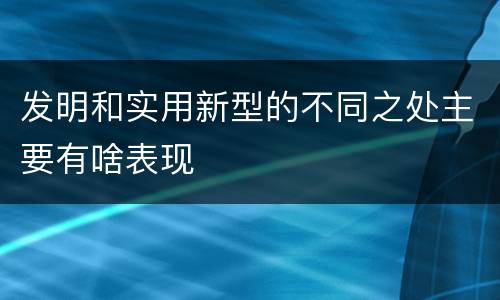 发明和实用新型的不同之处主要有啥表现