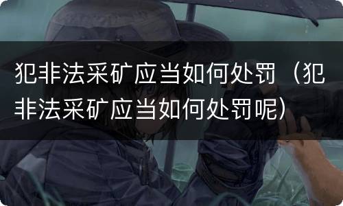 犯非法采矿应当如何处罚（犯非法采矿应当如何处罚呢）