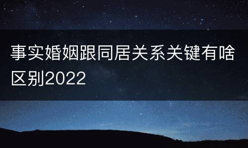 事实婚姻跟同居关系关键有啥区别2022