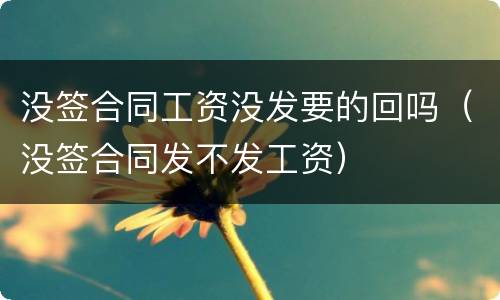 没签合同工资没发要的回吗（没签合同发不发工资）