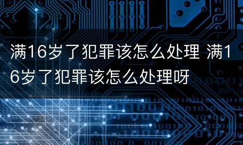 满16岁了犯罪该怎么处理 满16岁了犯罪该怎么处理呀