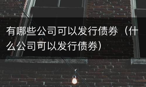 有哪些公司可以发行债券（什么公司可以发行债券）