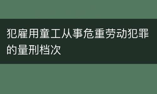 犯雇用童工从事危重劳动犯罪的量刑档次