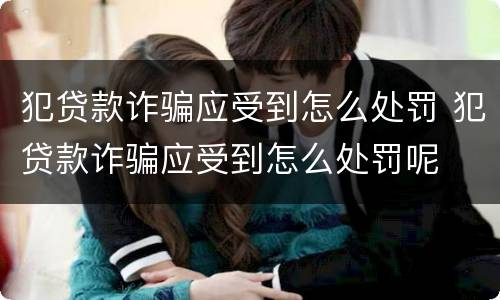 犯贷款诈骗应受到怎么处罚 犯贷款诈骗应受到怎么处罚呢