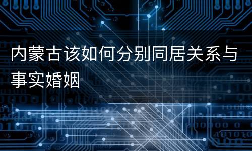 内蒙古该如何分别同居关系与事实婚姻