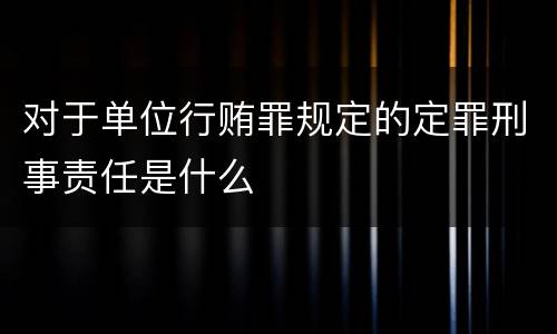对于单位行贿罪规定的定罪刑事责任是什么