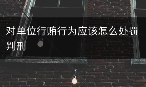 对单位行贿行为应该怎么处罚判刑
