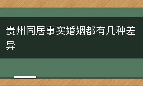 贵州同居事实婚姻都有几种差异