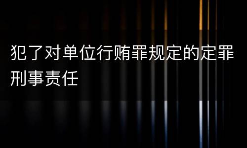 犯了对单位行贿罪规定的定罪刑事责任