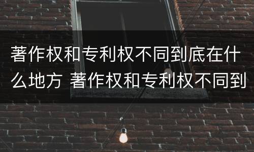 著作权和专利权不同到底在什么地方 著作权和专利权不同到底在什么地方可以查到