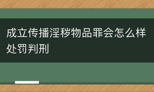 成立传播淫秽物品罪会怎么样处罚判刑