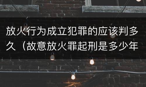 放火行为成立犯罪的应该判多久（故意放火罪起刑是多少年）
