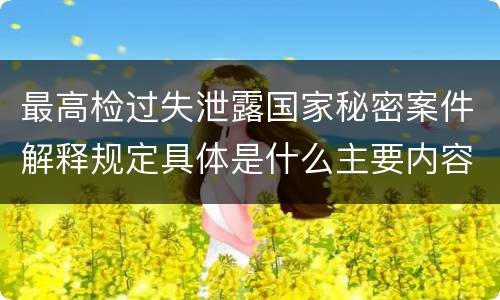最高检过失泄露国家秘密案件解释规定具体是什么主要内容
