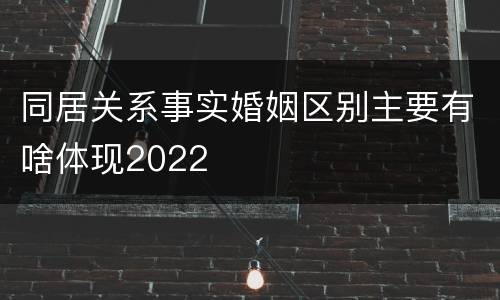 同居关系事实婚姻区别主要有啥体现2022