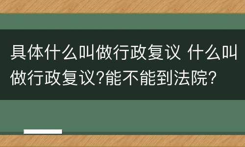 具体什么叫做行政复议 什么叫做行政复议?能不能到法院?