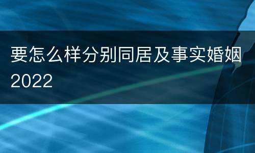 要怎么样分别同居及事实婚姻2022