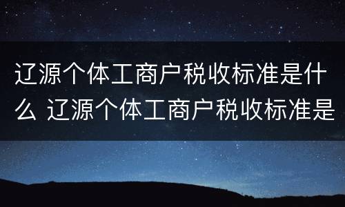 辽源个体工商户税收标准是什么 辽源个体工商户税收标准是什么样的