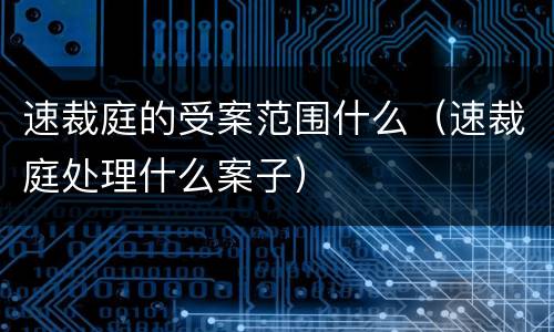 速裁庭的受案范围什么（速裁庭处理什么案子）