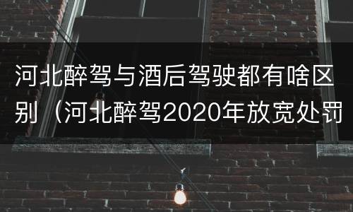 河北醉驾与酒后驾驶都有啥区别（河北醉驾2020年放宽处罚）