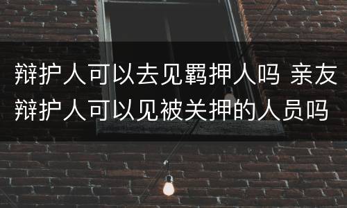 辩护人可以去见羁押人吗 亲友辩护人可以见被关押的人员吗