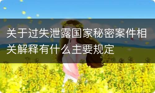 关于过失泄露国家秘密案件相关解释有什么主要规定