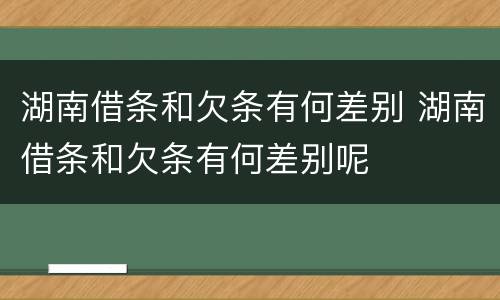 湖南借条和欠条有何差别 湖南借条和欠条有何差别呢