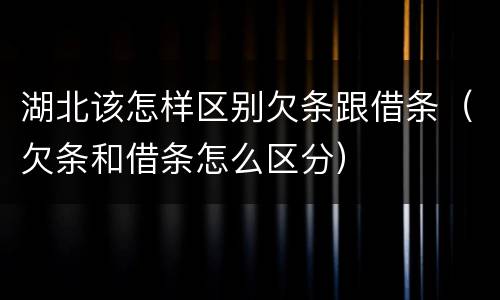 湖北该怎样区别欠条跟借条（欠条和借条怎么区分）