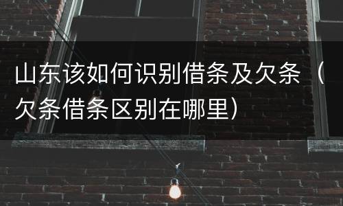 山东该如何识别借条及欠条（欠条借条区别在哪里）