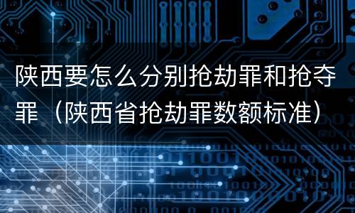 陕西要怎么分别抢劫罪和抢夺罪（陕西省抢劫罪数额标准）