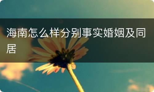 海南怎么样分别事实婚姻及同居
