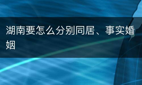 湖南要怎么分别同居、事实婚姻