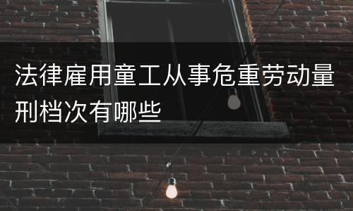法律雇用童工从事危重劳动量刑档次有哪些