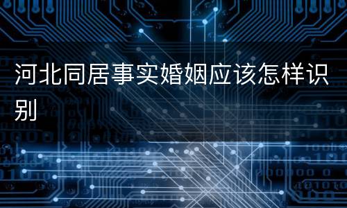 河北同居事实婚姻应该怎样识别