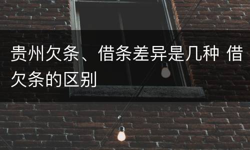 贵州欠条、借条差异是几种 借欠条的区别