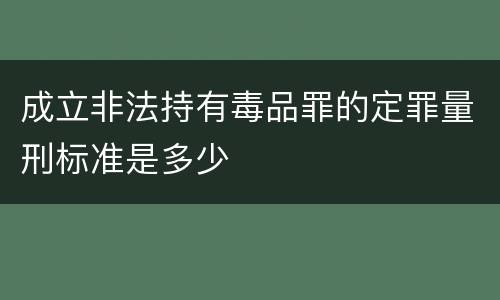 成立非法持有毒品罪的定罪量刑标准是多少