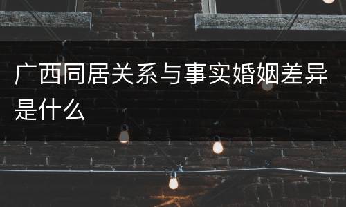 广西同居关系与事实婚姻差异是什么