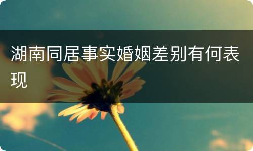 湖南同居事实婚姻差别有何表现