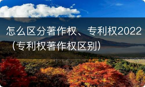 怎么区分著作权、专利权2022（专利权著作权区别）