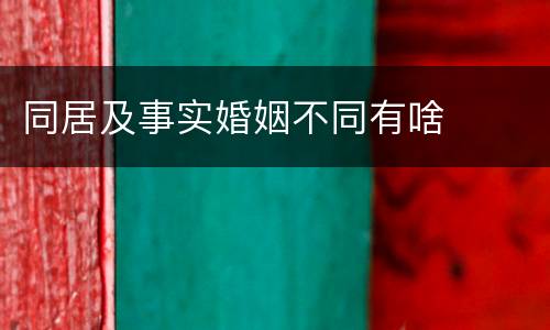 同居及事实婚姻不同有啥