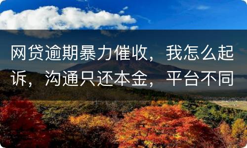 网贷逾期暴力催收，我怎么起诉，沟通只还本金，平台不同意
