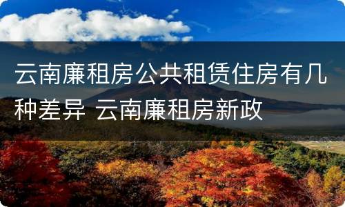 云南廉租房公共租赁住房有几种差异 云南廉租房新政