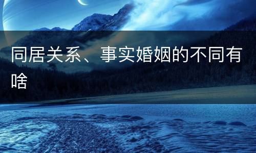 同居关系、事实婚姻的不同有啥