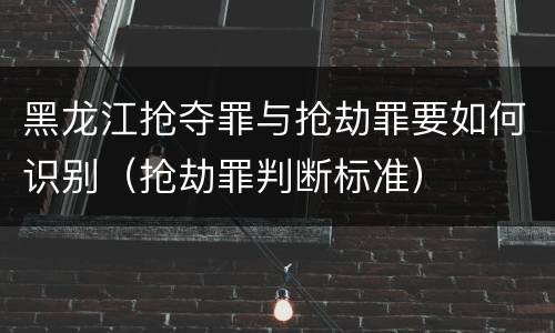 黑龙江抢夺罪与抢劫罪要如何识别（抢劫罪判断标准）