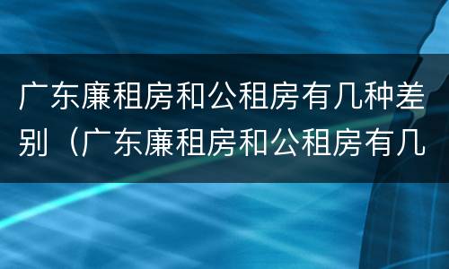 广东廉租房和公租房有几种差别（广东廉租房和公租房有几种差别吗）