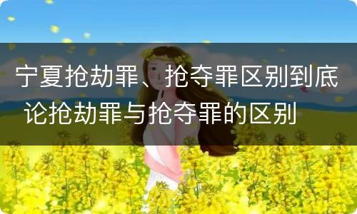 宁夏抢劫罪、抢夺罪区别到底 论抢劫罪与抢夺罪的区别